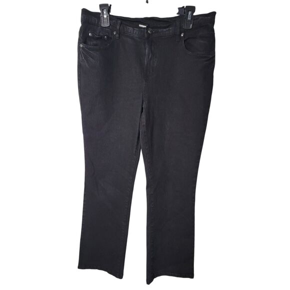 DG2 by Diane Gilman Womens Size 12P Black Solid Bootcut Jeans - Picture 1 of 10